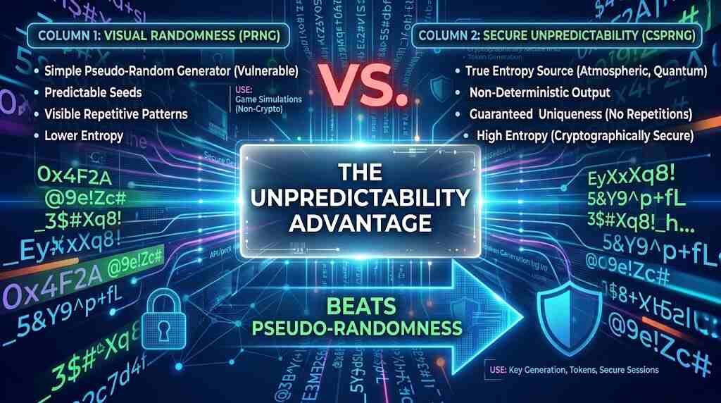 Unpredictability Beats Strings That Merely Look Random